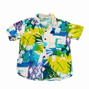 Vintage 90's Jams World Lil People Boys L  Hawaiian Shirt Single Stitch‎ Beach